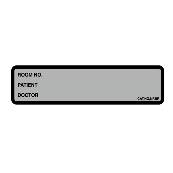 Printed Chart Label-Room No , name, Doctor 1-3/8x5-3/8 Gray w/Black